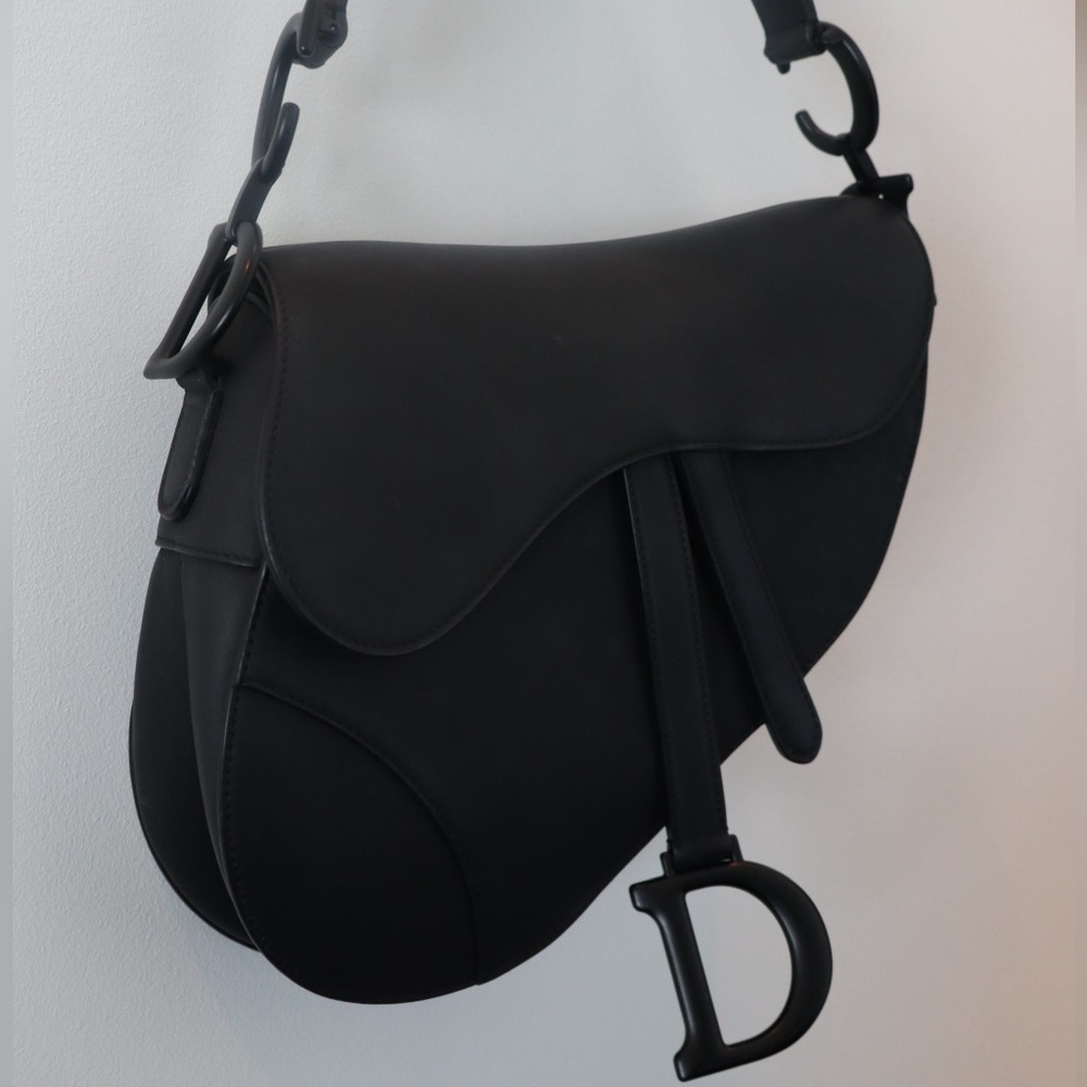 Authentic DIOR black ultra matte saddle bag